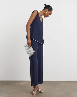 Joanna Hope Beaded Chiffon Trouser Set - Blue
