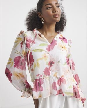 Flounce London Floral Blouse - Pink