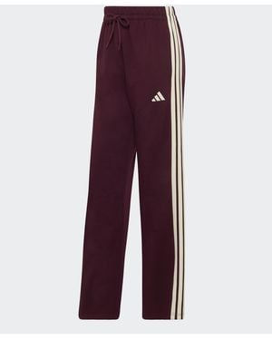 adidas 3 Stripe Fleece Open Hem Pant - Purple
