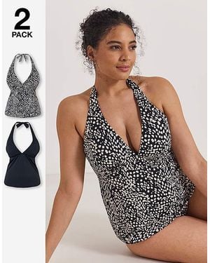 Simply Be Value 2 Pack Tankini Tops - Black