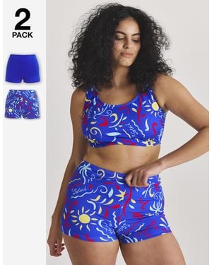 Simply Be 2 Pack Value Bikini Shorts - Blue