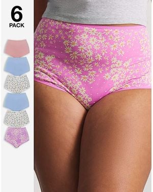 Pretty Secrets 6 Pack Full Brief Knickers - Pink