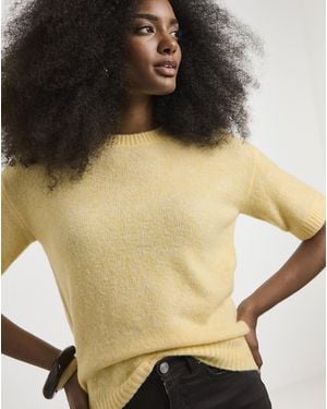 Simply Be Sponge Ss Boxy Knitted Tee - Yellow
