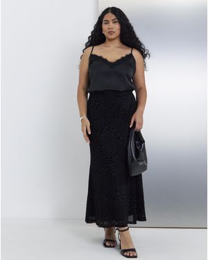 Simply Be Burnout Velour Skirt - Black
