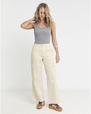 Simply Be Cargo Utility Wide Leg Trousers - White
