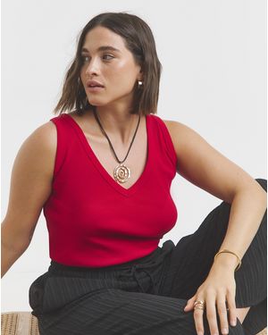 Simply Be V Neck Tank - Red