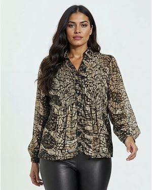 Religion Pleated Ruffle Shirt - Brown