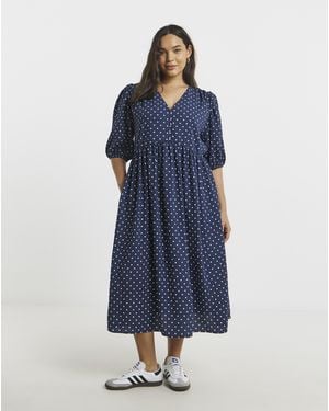 Simply Be Button Through Midi Dress - Blue