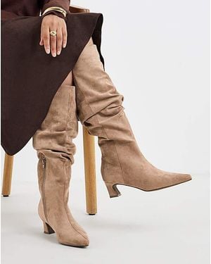Simply Be Slouchy Pointed Knee Boot Ex Wide Sc - Natural