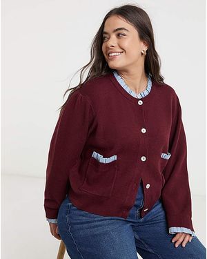 Neon Rose Double Layer Cardigan - Red
