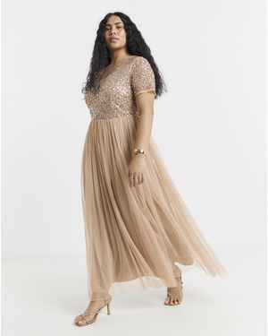 Maya Curve Embellished Maxi Dress - Natural