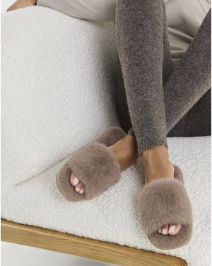 Simply Be Fluffy Mule Slipper Extra Wide - Grey