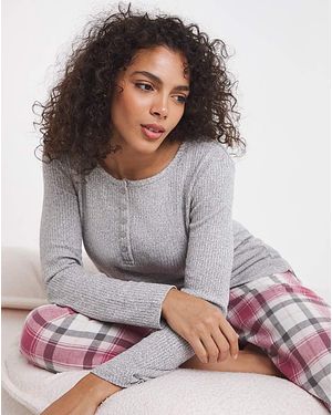 Pretty Secrets Henley Pj Set - Grey