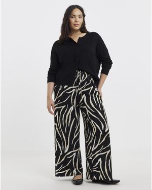 Simply Be Zebra Textured Waffle Wide Leg Trouser - Blue