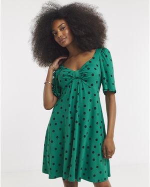 Simply Be Jersey Knot Front Skater Dress - Green