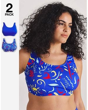Simply Be 2 Pack Value Bikini Tops - Blue