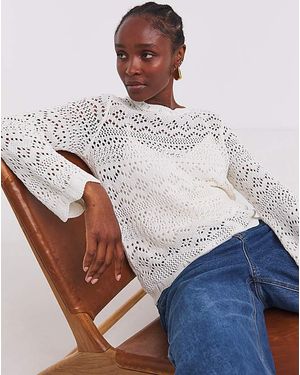 Simply Be Hole Knit Jumper - White