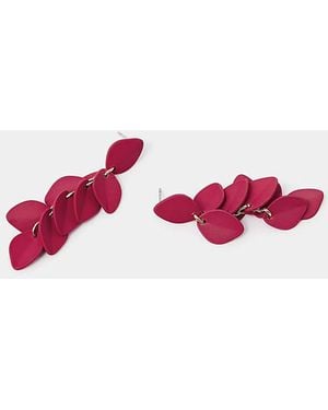 Accessorize Leaf Drop Earrings - Pink