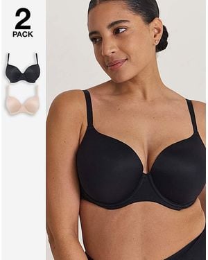 Pretty Secrets 2 Pack Smoothing Microfibre T-Shirt Bras - Black