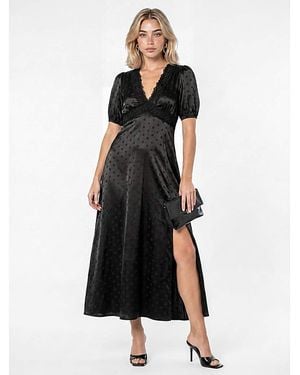 Lovedrobe Polka Dot Lace Midaxi Dress - Black