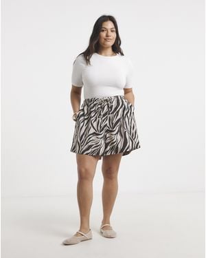 Simply Be Print Linen Short - White