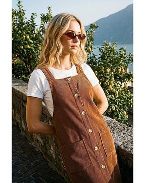 Roman Roman Corduroy Pinafore Midi Dress - Green
