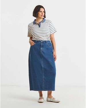 Simply Be Authentic Denim Midaxi Skirt - Blue
