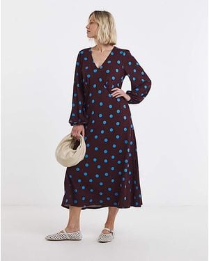 JD Williams Soft Touch Long Sleeve Tea Dress - Blue
