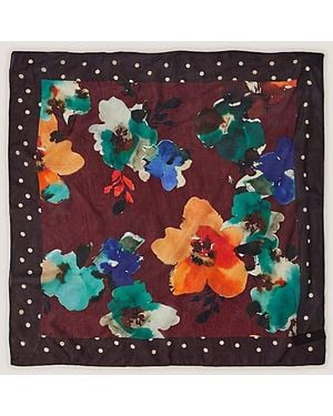 Monsoon Iselle Floral Square Silk Scarf - Blue