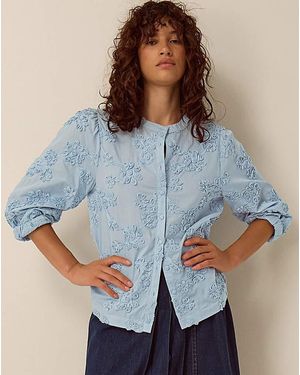 Monsoon Blair Floral Applique Blouse - Blue
