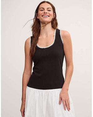 Monsoon Teri Contrast Stitch Jersey Top - Black
