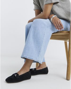 Heavenly Soles Suede Driving Moccasin Ex Wide - Blue