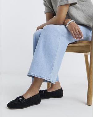 Heavenly Soles Suede Driving Moccasin Ex Wide - Blue