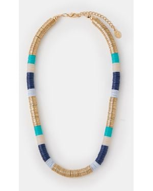 Accessorize Disc Beaded Necklace - Blue