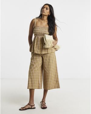 Simply Be And Gingham Cullottes - Natural