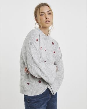 Native Youth Floral Applique Jumper - White