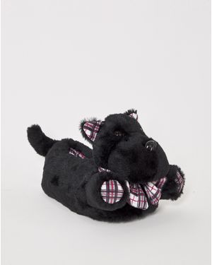 Simply Be Scotty Dog Novelty Slippers Wide Fit - Black