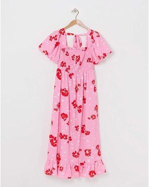 Lovedrobe Puff Sleeve Maxi Dress - Pink