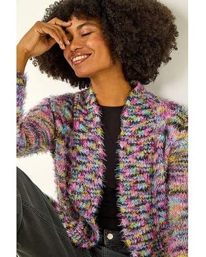 Roman Roman Multi Fluffy Cardigan - Purple