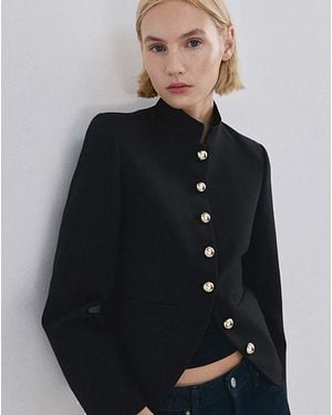 Mango Jacket With Button - Blue