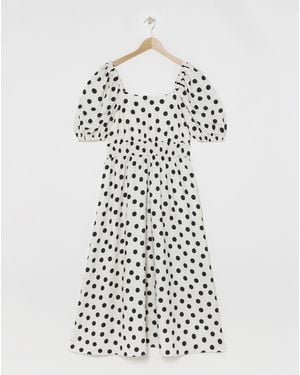 Flounce London Spotted Midaxi Dress - White