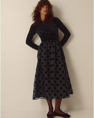 Monsoon Viana Velvet Midi Dress - Black