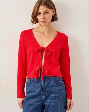 Monsoon Tina Tie Front Cardigan - Red