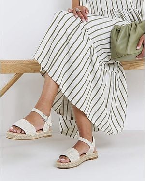 Simply Be Flatform Espadrille Sandals Wide - White