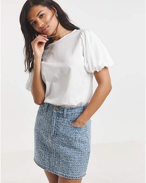 Simply Be Distressed Mini Skirt - Blue