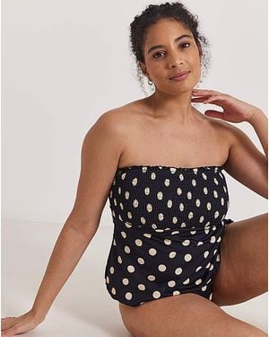 Simply Be Printed Bandeau Tankini Top - Black