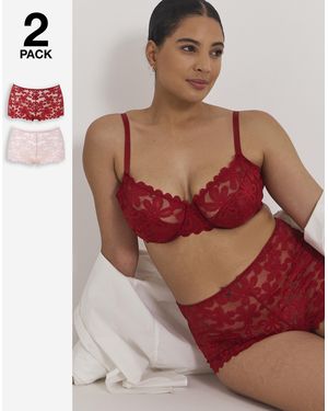 Pretty Secrets 2 Pack Daisy Lace Shorts - Red
