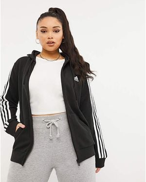 adidas Essentials 3 Stripes Hoodie - Black