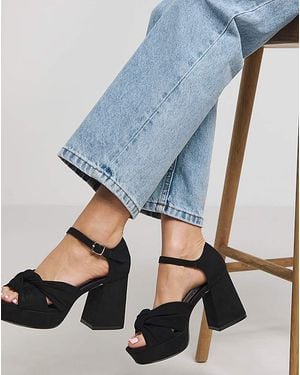 Simply Be Knot Detail Platform Sandal Ex Wide Fit - Blue