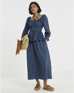 Simply Be Gingham Midaxi Skirt - Blue